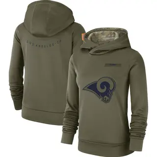 Los Angeles Rams Women's 2018 Salute to Service Team Logo Performance Pullover Hoodie - Olive