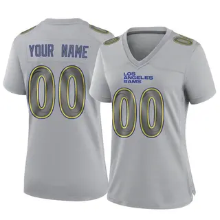 Los Angeles Rams Women's Custom Game Atmosphere Fashion Jersey - Gray