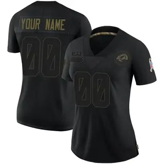 Los Angeles Rams Women's Custom Limited 2020 Salute To Service Jersey - Black