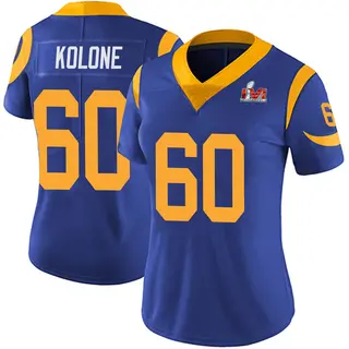 Los Angeles Rams Women's Jeremiah Kolone Limited Alternate Vapor Untouchable Super Bowl LVI Bound Jersey - Royal