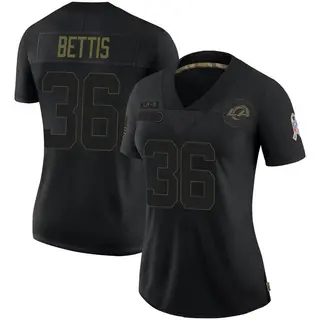 Los Angeles Rams Women's Jerome Bettis Limited 2020 Salute To Service Jersey - Black