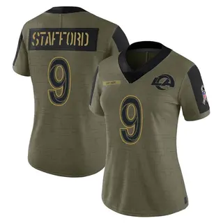 Los Angeles Rams Women's Matthew Stafford Limited 2021 Salute To Service Jersey - Olive