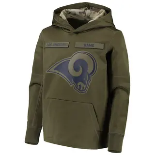 Los Angeles Rams Youth 2018 Salute to Service Pullover Performance Hoodie - Green