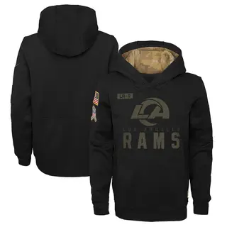 Los Angeles Rams Youth 2020 Salute to Service Pullover Performance Hoodie - Black