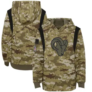 Los Angeles Rams Youth 2021 Salute to Service Therma Performance Pullover Hoodie - Olive