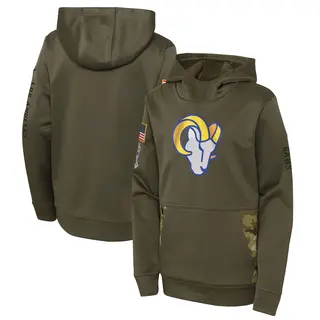 Los Angeles Rams Youth 2022 Salute to Service Performance Pullover Hoodie - Olive